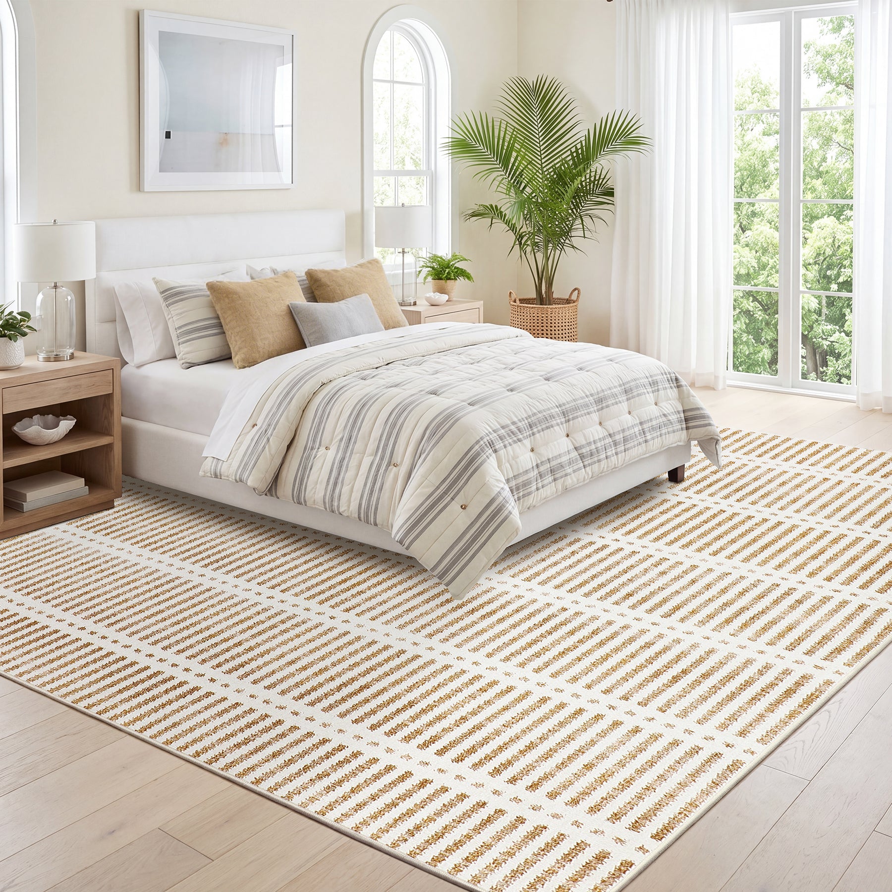Ultracienkie dywany zmywalne 160x230/200x300 cm – nowoczesne dywany w paski, antypoślizgowe, miękkie, idealne do salonu i sypialni, OEKO-TEX