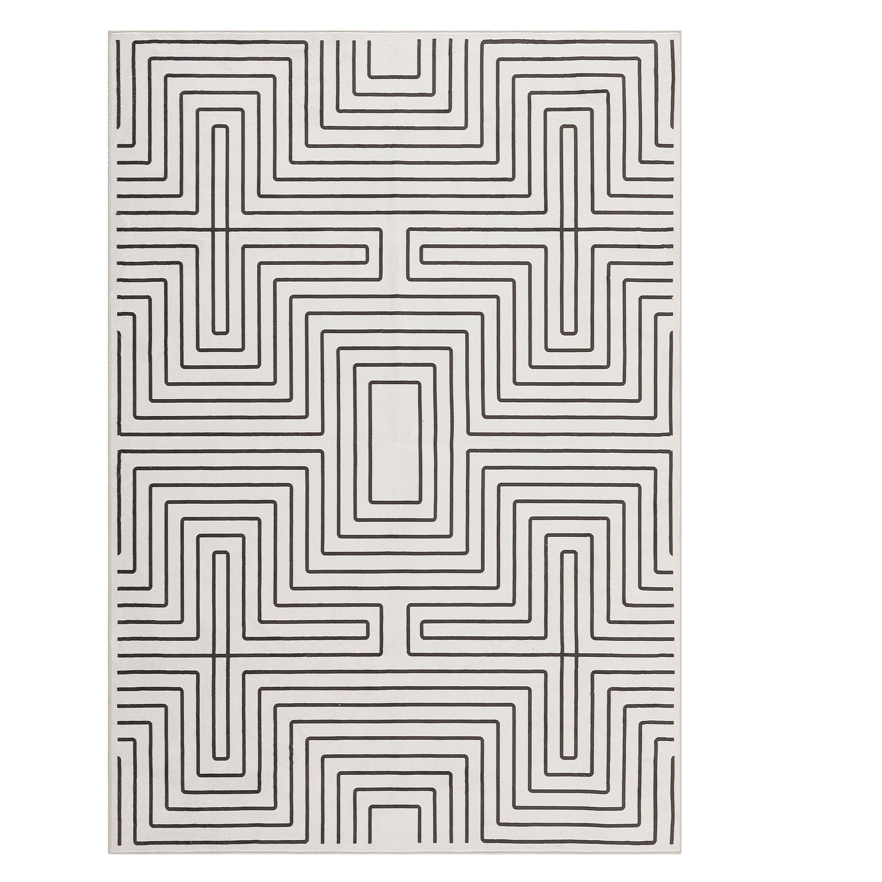 Tappeto a pelo corto con motivo geometrico#Colore_Beige