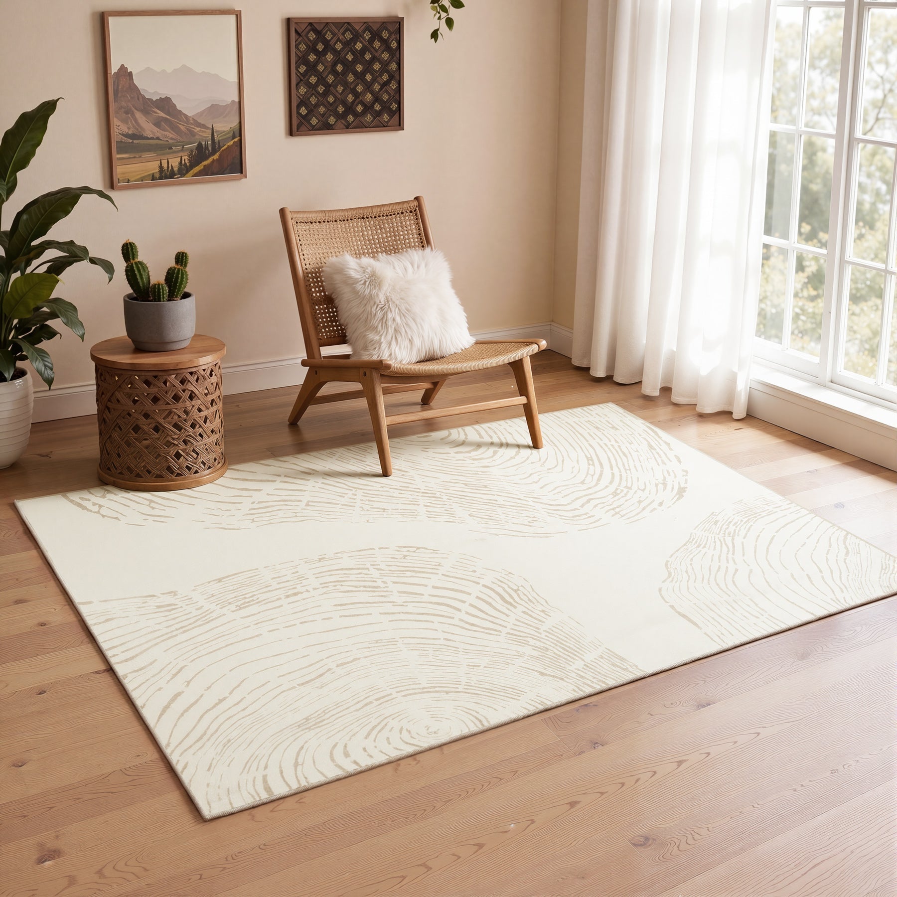 Tappeto astratto lavabile in lavatrice#Colore_Beige