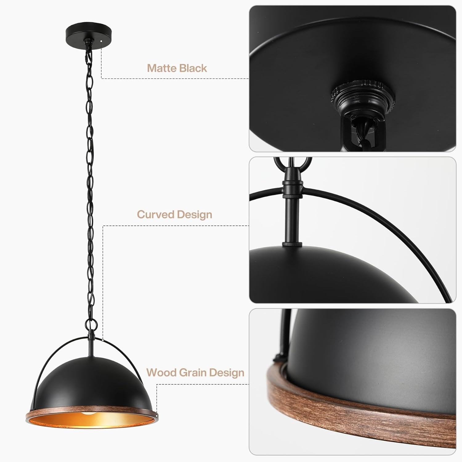 Tribesigns Lampada a Sospensione, Vintage Lampadario Plafoniera E26 in Metallo