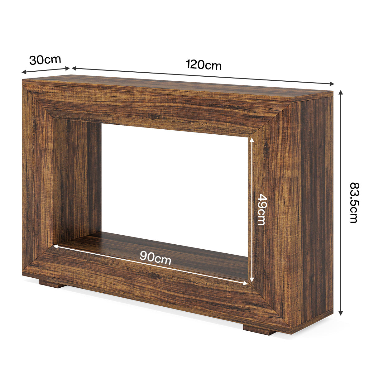 Stolik konsolowy 120 cm w stylu farmhouse – stolik do przedpokoju z miejscem do przechowywania