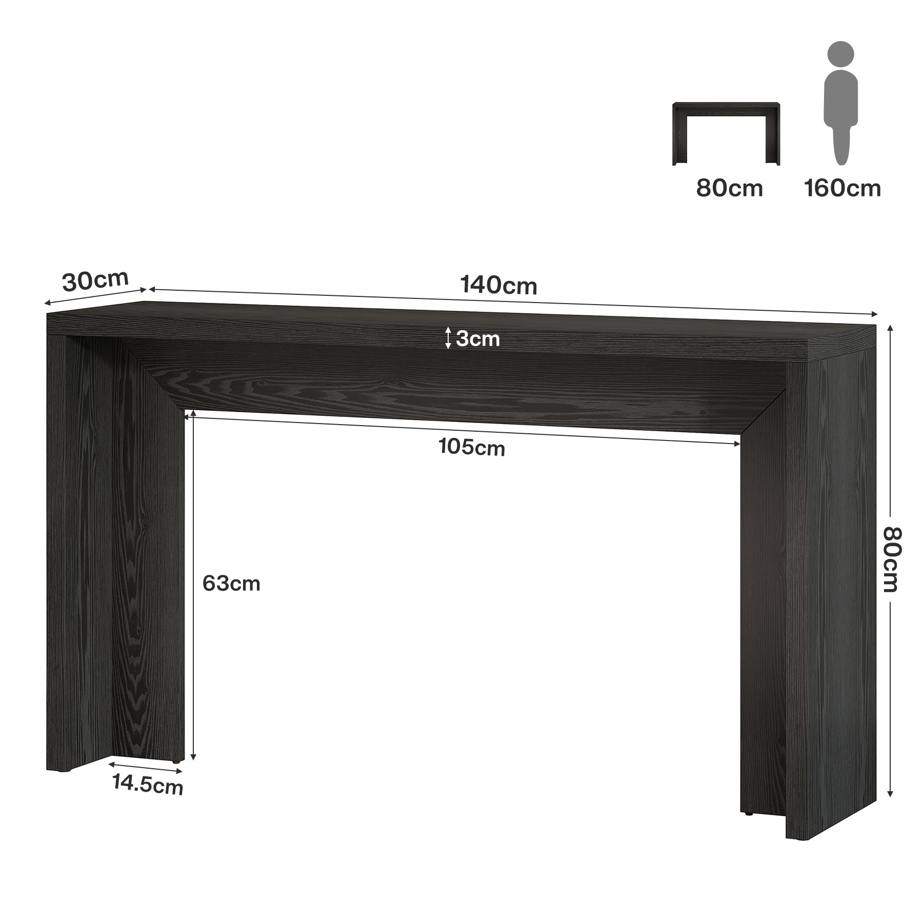 Stolik konsolowy 140 cm – stolik za sofę w stylu farmhouse, stolik do przedpokoju i salonu