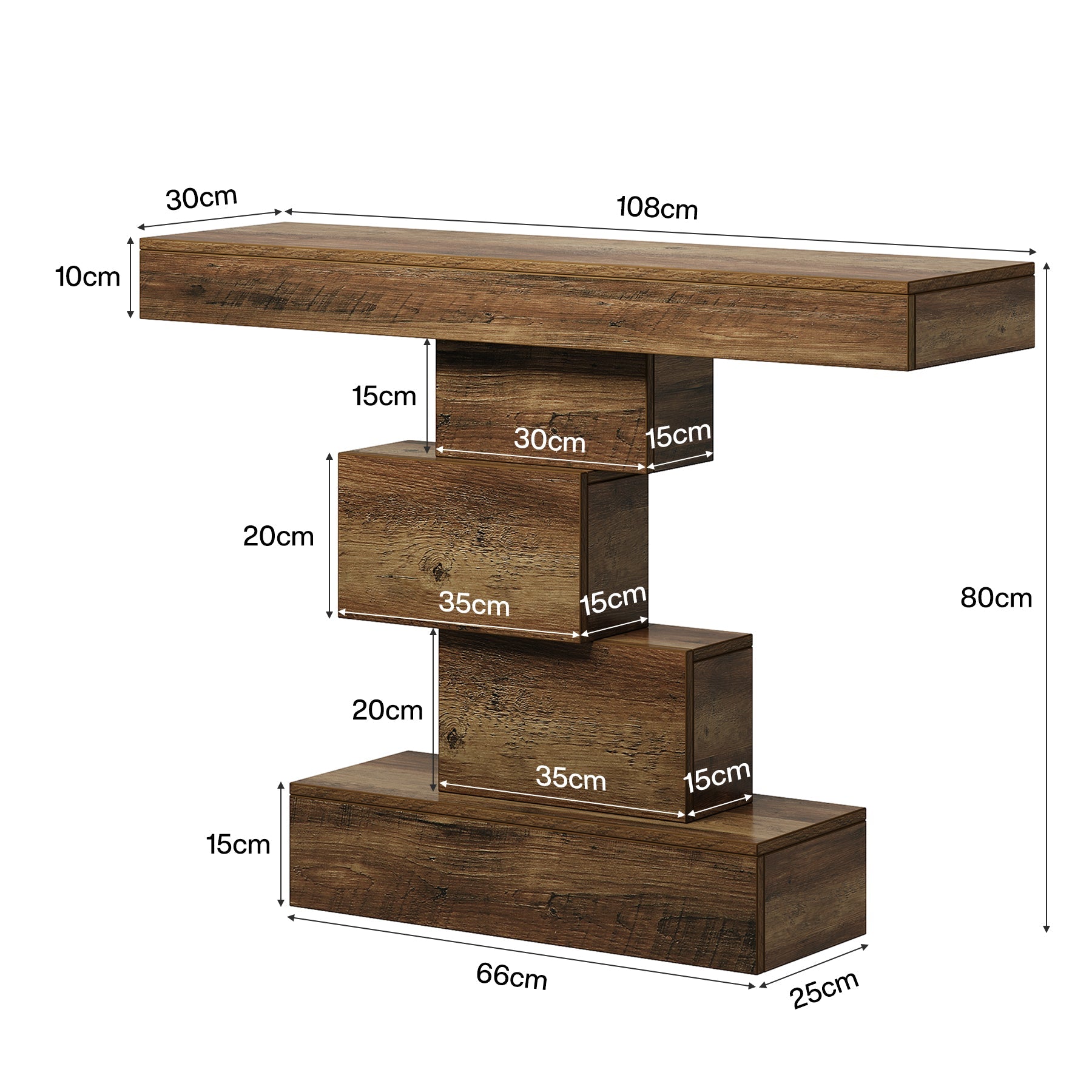 Stolik konsolowy 108 cm – ozdobny stolik za sofę z geometryczną podstawą do przedpokoju