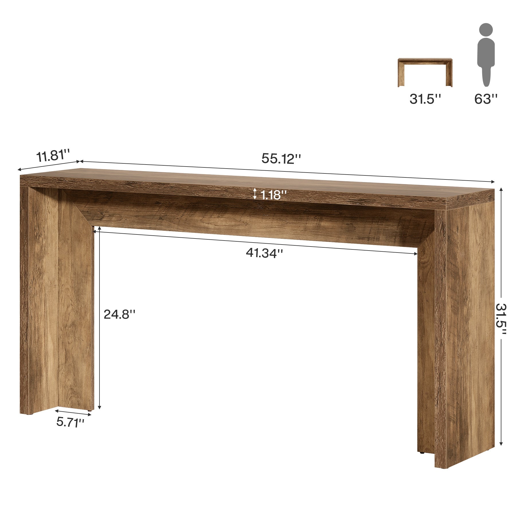 Stolik konsolowy 140 cm – stolik za sofę w stylu farmhouse, stolik do przedpokoju i salonu