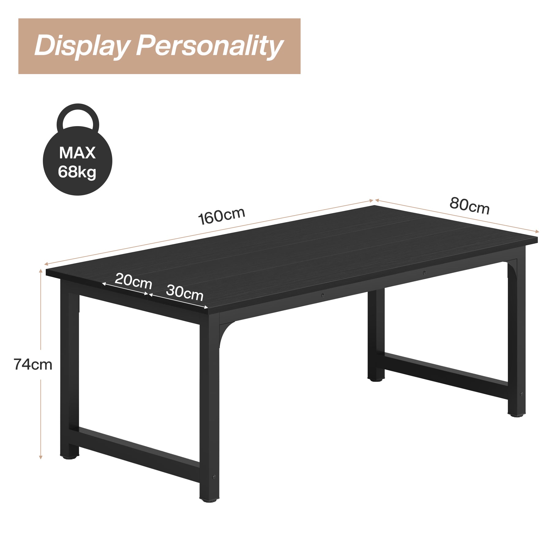 Proste biurko komputerowe 160 x 80 cm – biurko do nauki do domowego biura