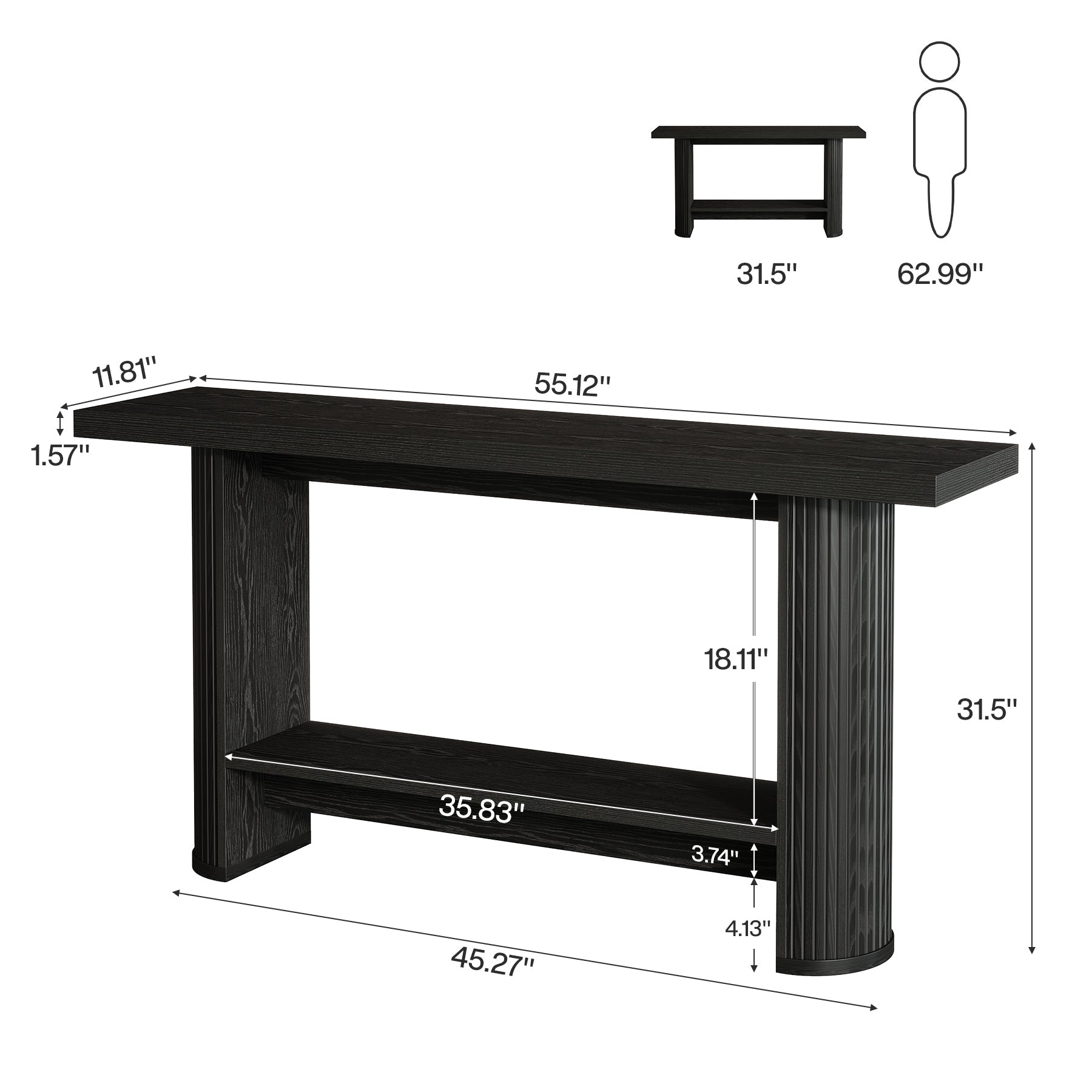 Stolik konsolowy 140 cm w stylu farmhouse – wąski stolik do przedpokoju i za sofę