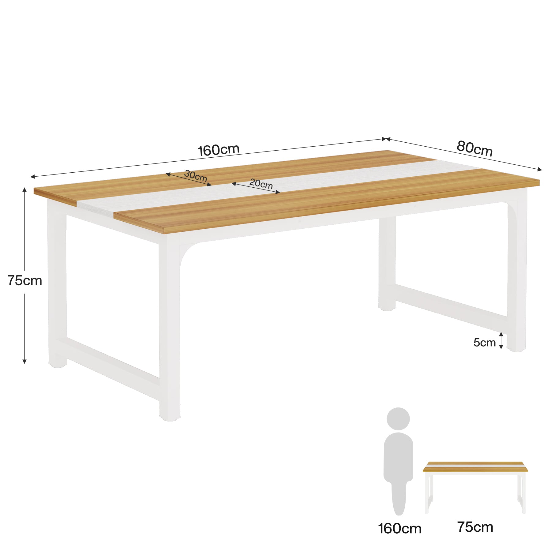 Proste biurko komputerowe 160 x 80 cm – biurko do nauki do domowego biura