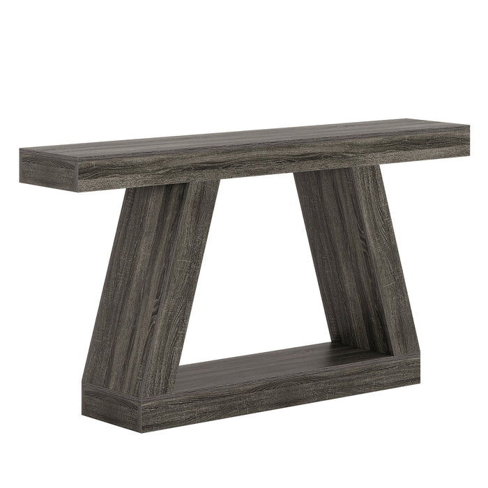 Stolik konsolowy 140 cm w stylu farmhouse – stolik za sofę z miejscem do przechowywania do przedpokoju i salonu