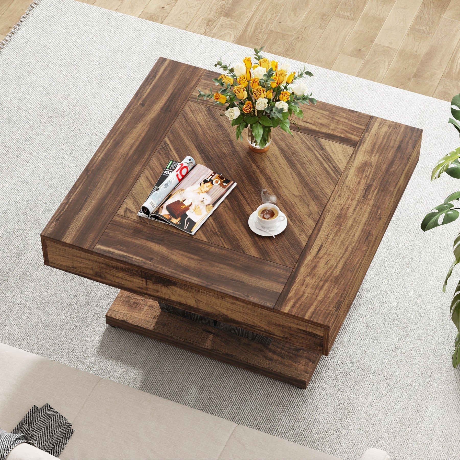 Kwadratowy stolik kawowy 80 cm – centralny stolik do salonu